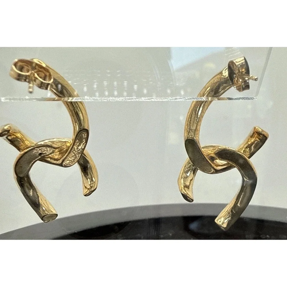 Gorgeous Open Heart Gold Over Sterling Post Earrings 3/4 